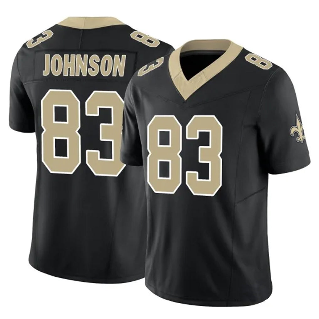 Davalo NO.Saints #83 Juwan Johnson Player Black Limited Vapor F.U.S.E. Home Game Stitched Jerseys