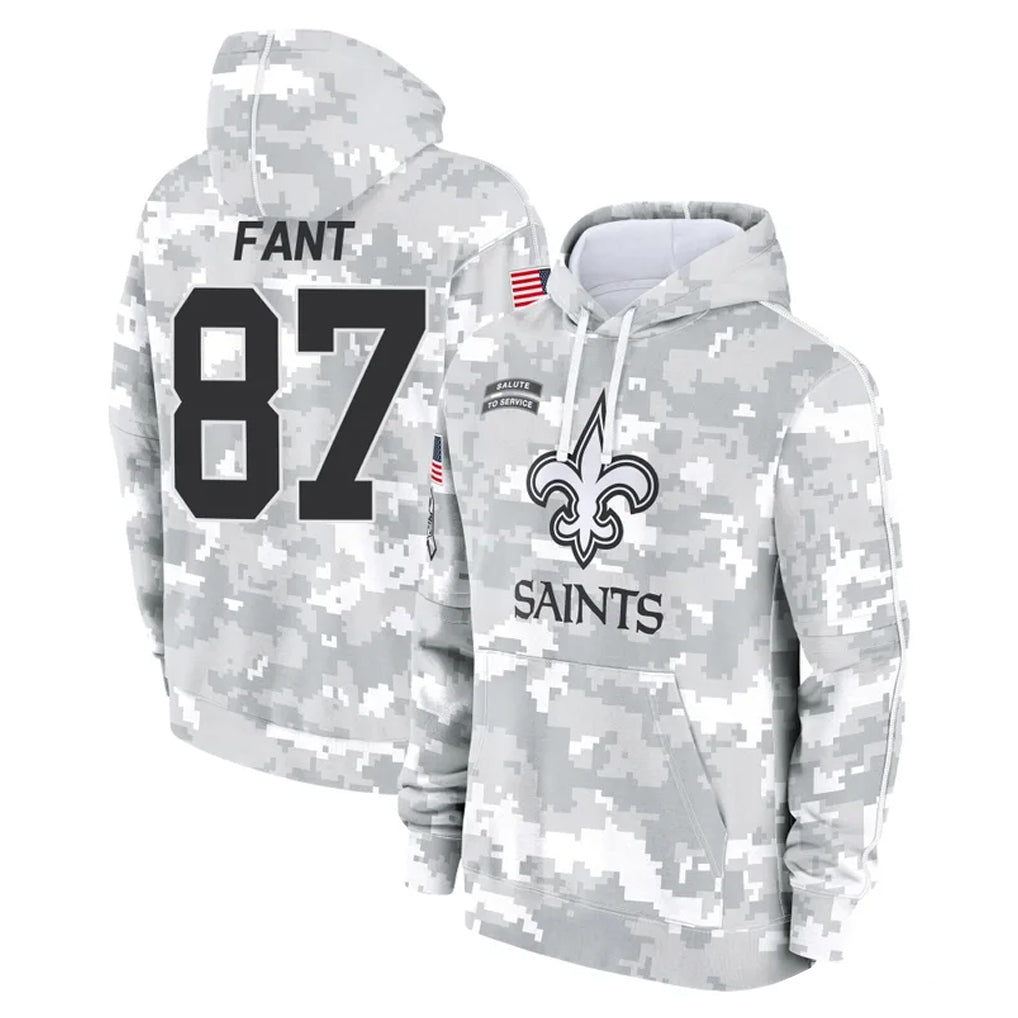 Davalo NO.Saints #87 Noah Fant Player Arctic Camo Salute to Service Pullover Hoodies Limited Game Stitched Jerseys