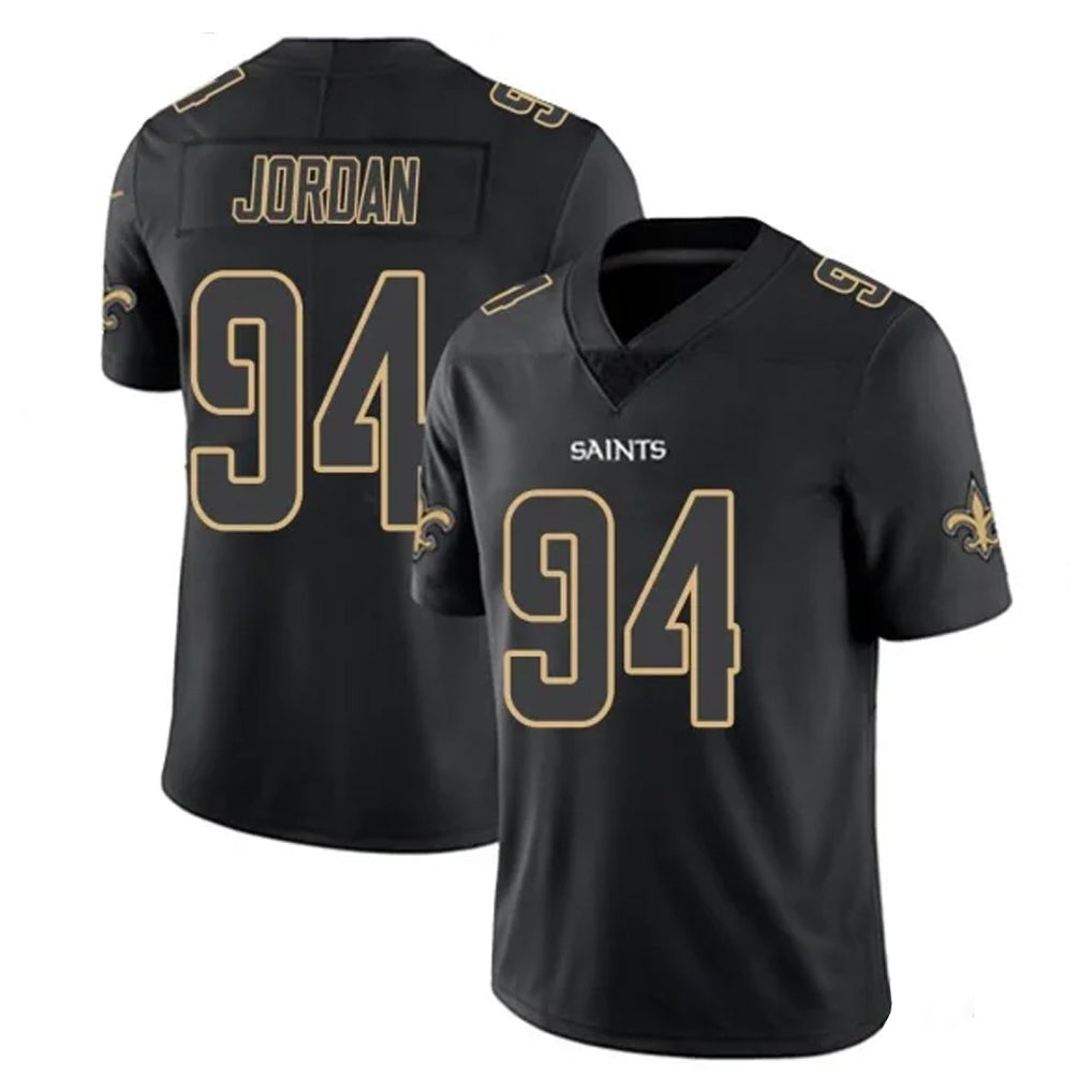 Davalo NO.Saints #94 Cameron Jordan Player Black Impact Limited Home Game Stitched Jerseys