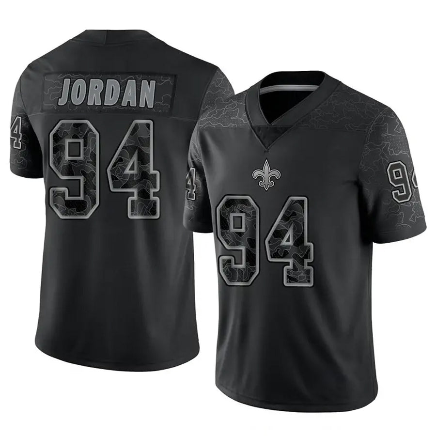 Davalo NO.Saints #94 Cameron Jordan Player Black RFLCTV Limited Stitched Jerseys