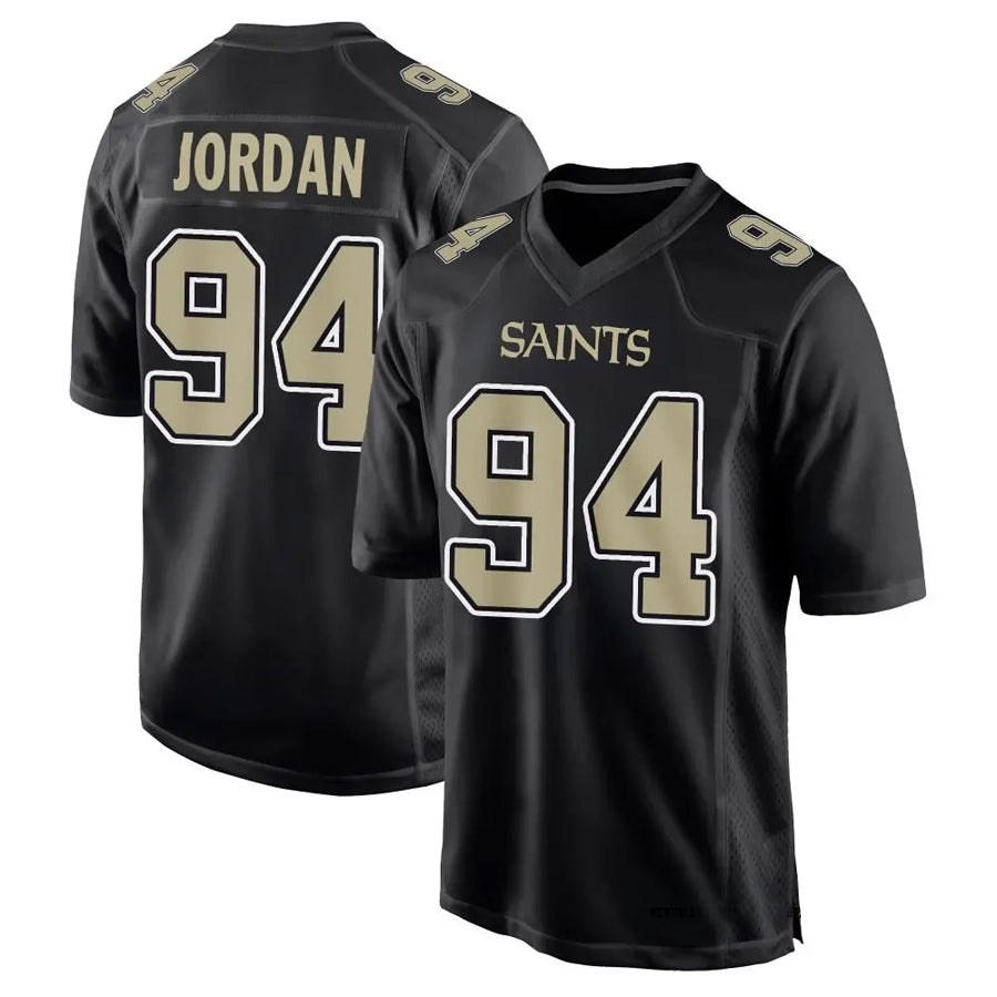 Davalo NO.Saints #94 Cameron Jordan Player Carbon Black Fashion Game Stitched Jerseys