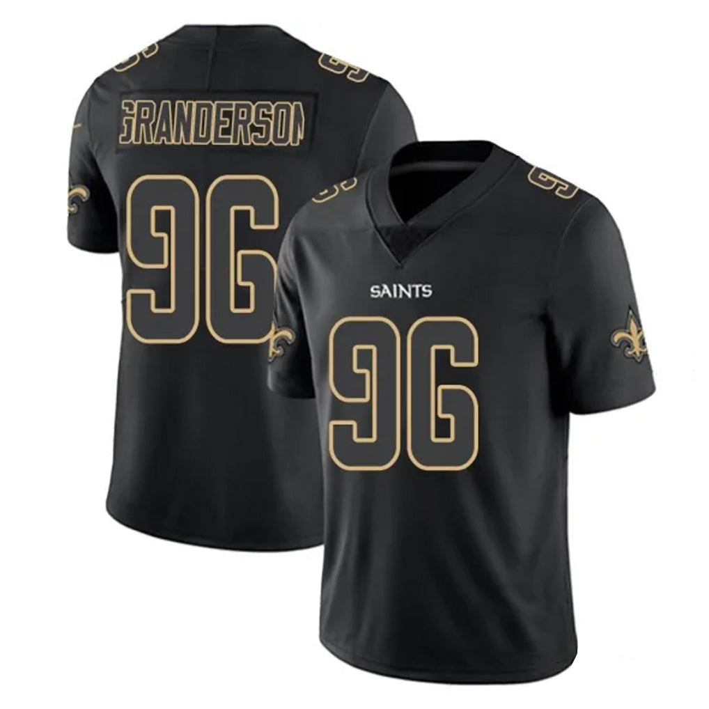 Davalo NO.Saints #96 Carl Granderson Player Black Impact Limited Home Game Stitched Jerseys