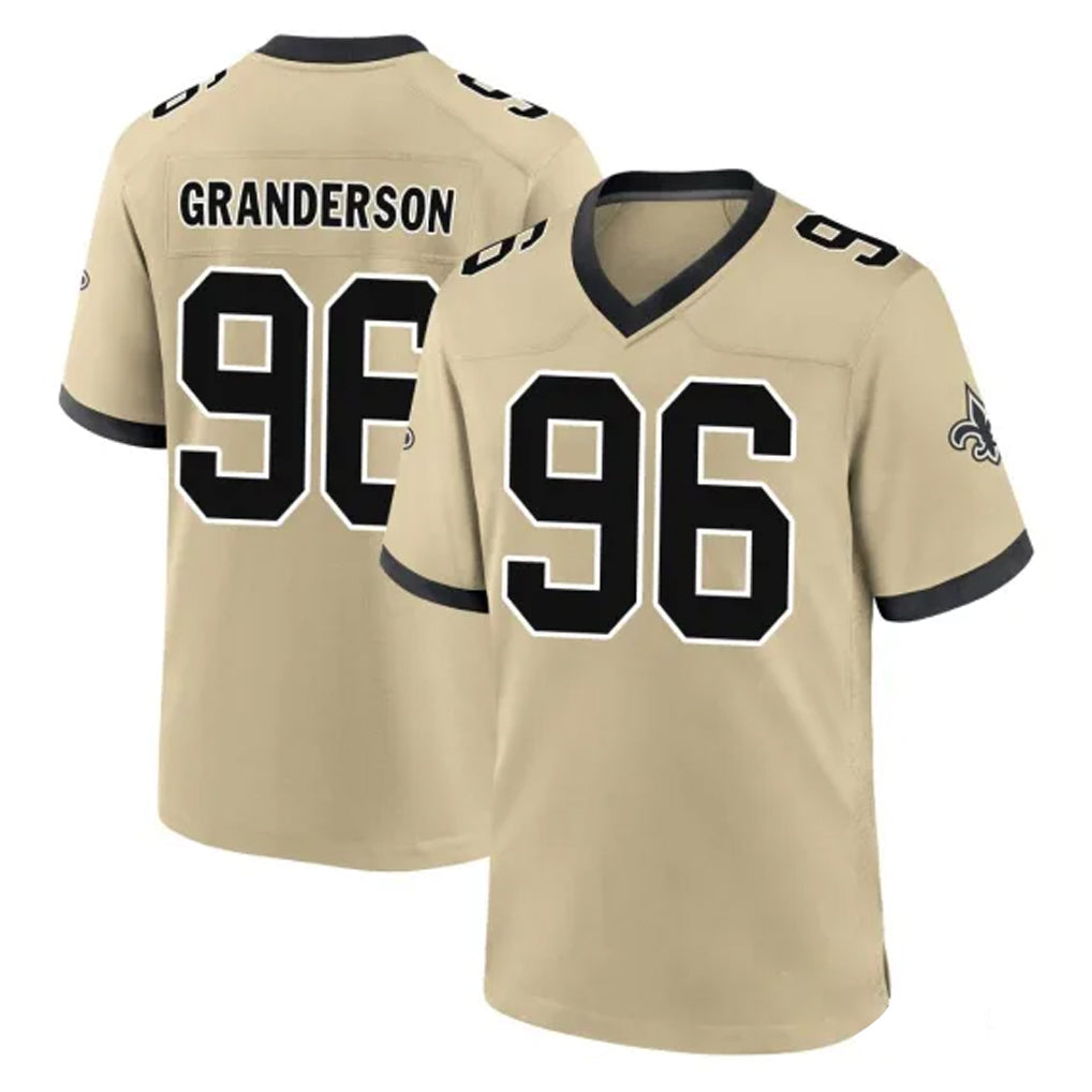 Davalo NO.Saints #96 Carl Granderson Player Gold Home Game Stitched Jerseys