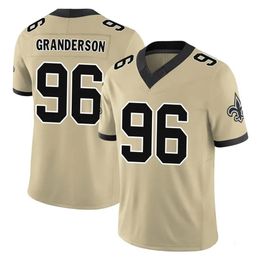 Davalo NO.Saints #96 Carl Granderson Player Gold Limited Vapor F.U.S.E. Home Game Stitched Jerseys