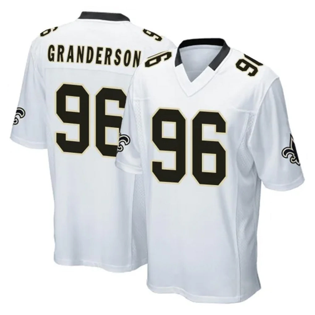 Davalo NO.Saints #96 Carl Granderson Player White Home Game Stitched Jerseys