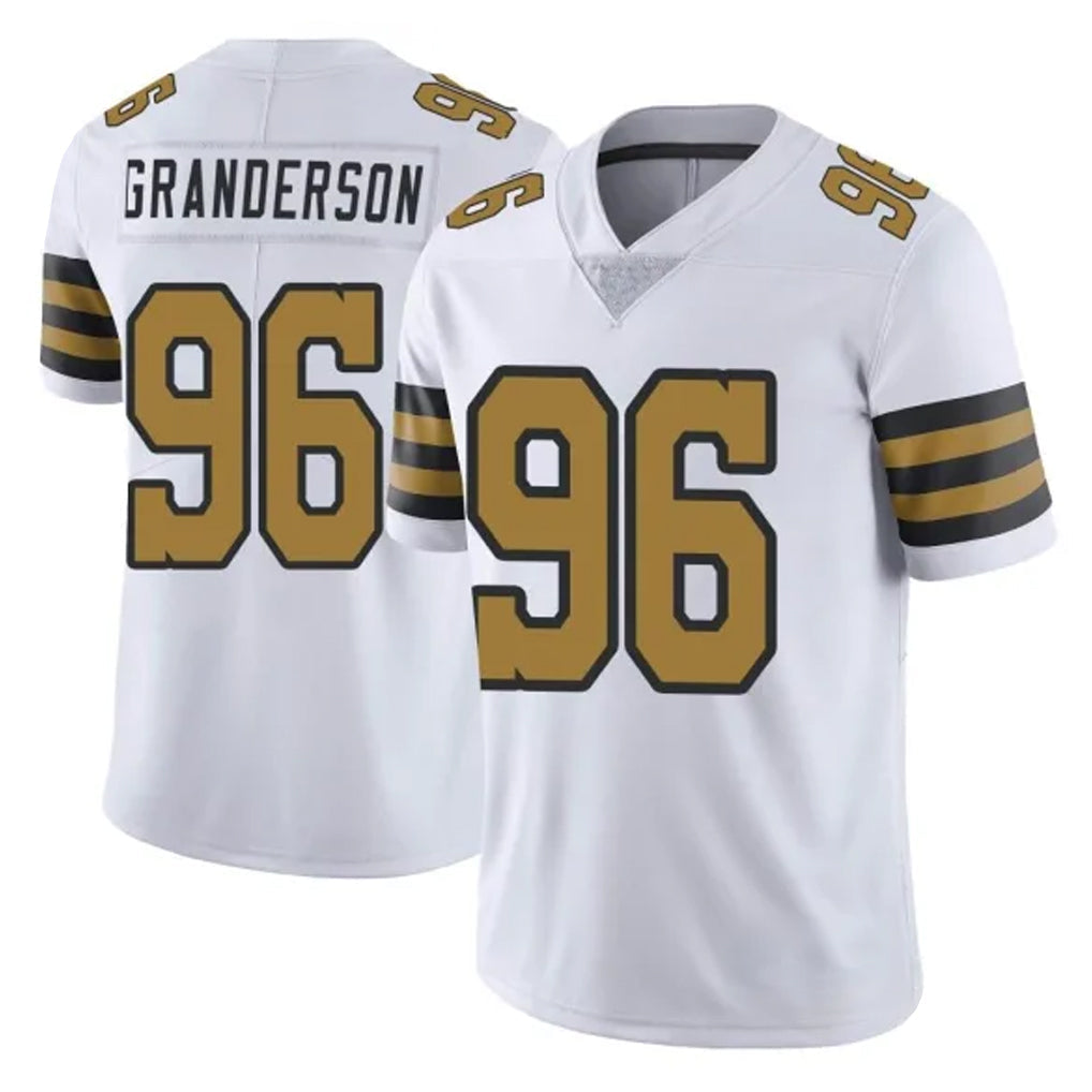 Davalo NO.Saints #96 Carl Granderson Player White Limited Color Rush Home Game Stitched Jerseys