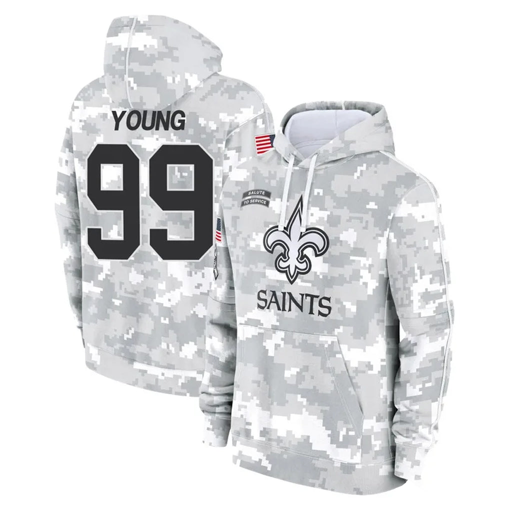 Davalo NO.Saints #99 Chase Young Player Arctic Camo Salute to Service Pullover Hoodies Limited Game Stitched Jerseys