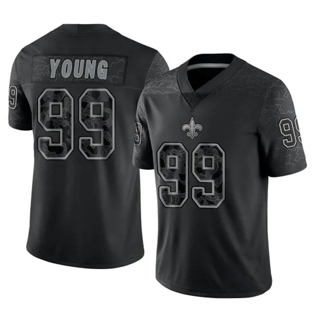 Davalo NO.Saints #99 Chase Young Player Black Limited Reflective Home Game Stitched Jerseys