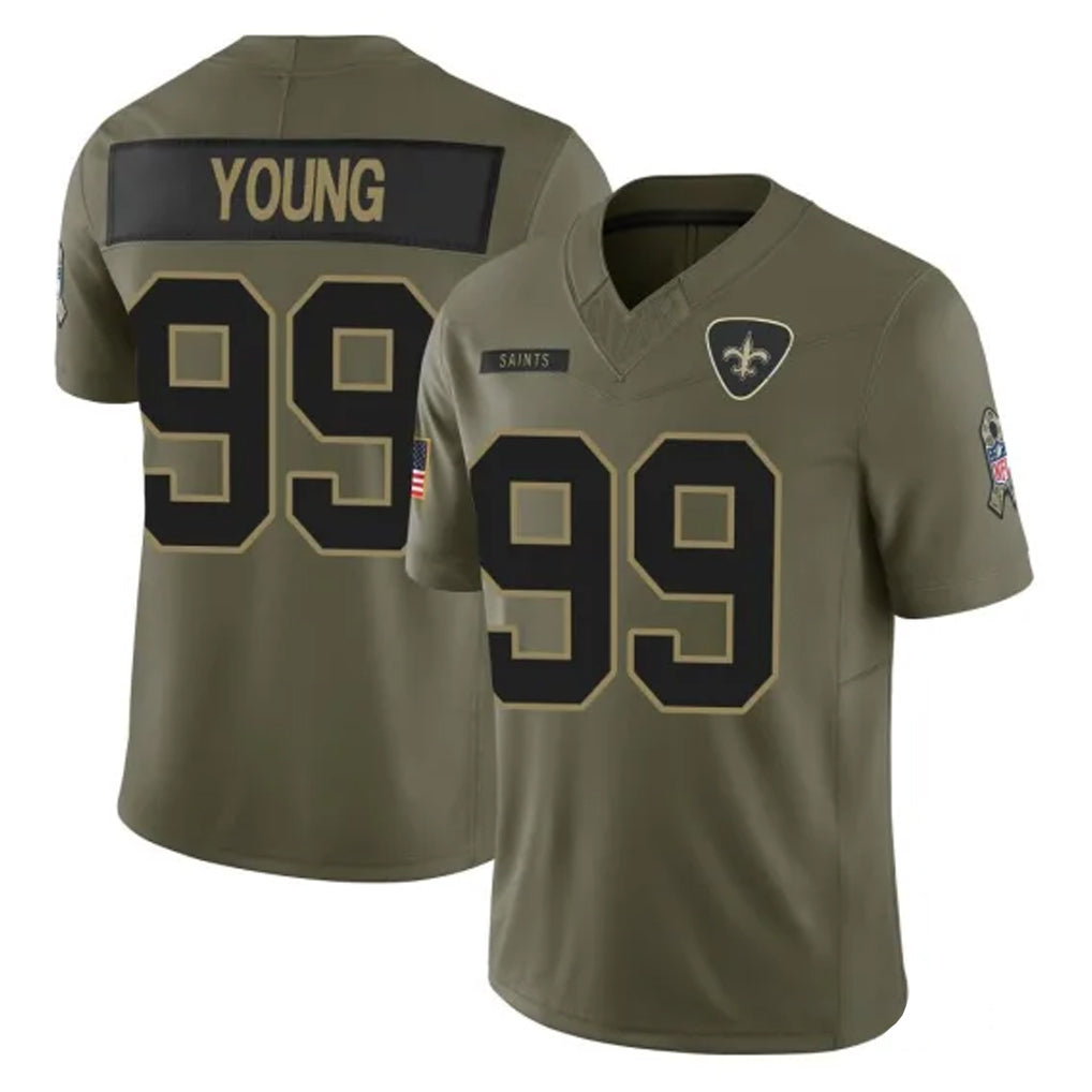 Davalo NO.Saints #99 Chase Young Player Olive 2025 Salute To Service Limited Stitched Jerseys