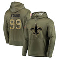 Davalo NO.Saints #99 Chase Young Player Olive Salute to Service Pullover Hoodies Home Game Stitched Jerseys