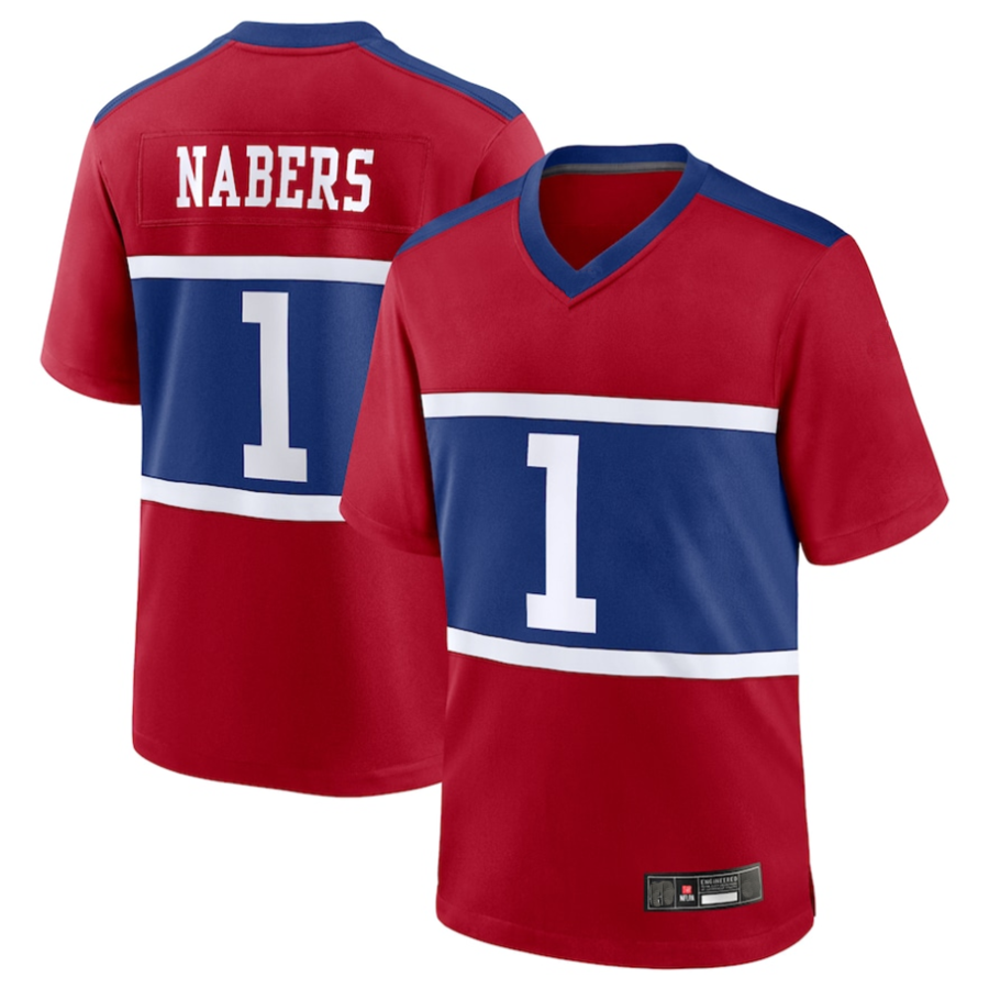 Davalo NY.Giants Century #1 Malik Nabers Player Red Alternate Game Stitched Jerseys