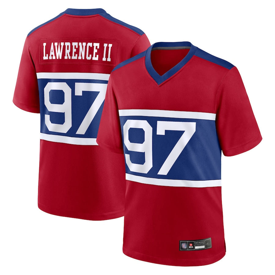 Davalo NY.Giants Secondary Throwback Alternate Jerseys - Red - #97 Dexter Lawrence II Player