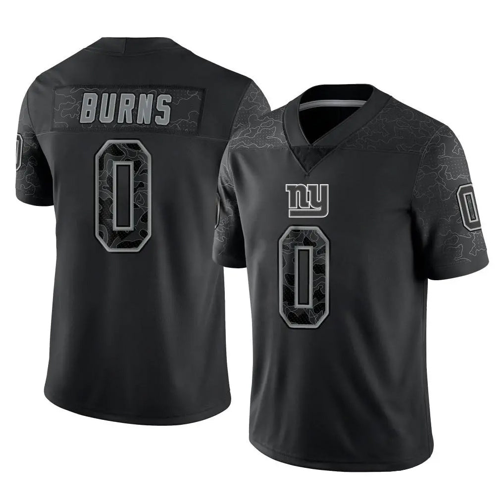 Davalo NY.Giants #0 Brian Burns Player Black Limited Reflective Home Game Stitched Jerseys
