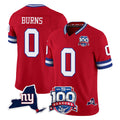 Davalo NY.Giants #0 Brian Burns Player Red 100th Season & State Patch Vapor Limited Home Game Stitched Jerseys