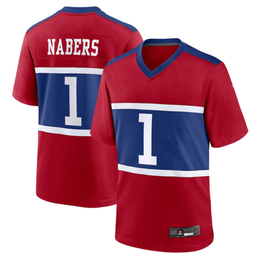 Davalo NY.Giants #1 Malik Nabers Century Red Alternate Game Stitched Jerseys
