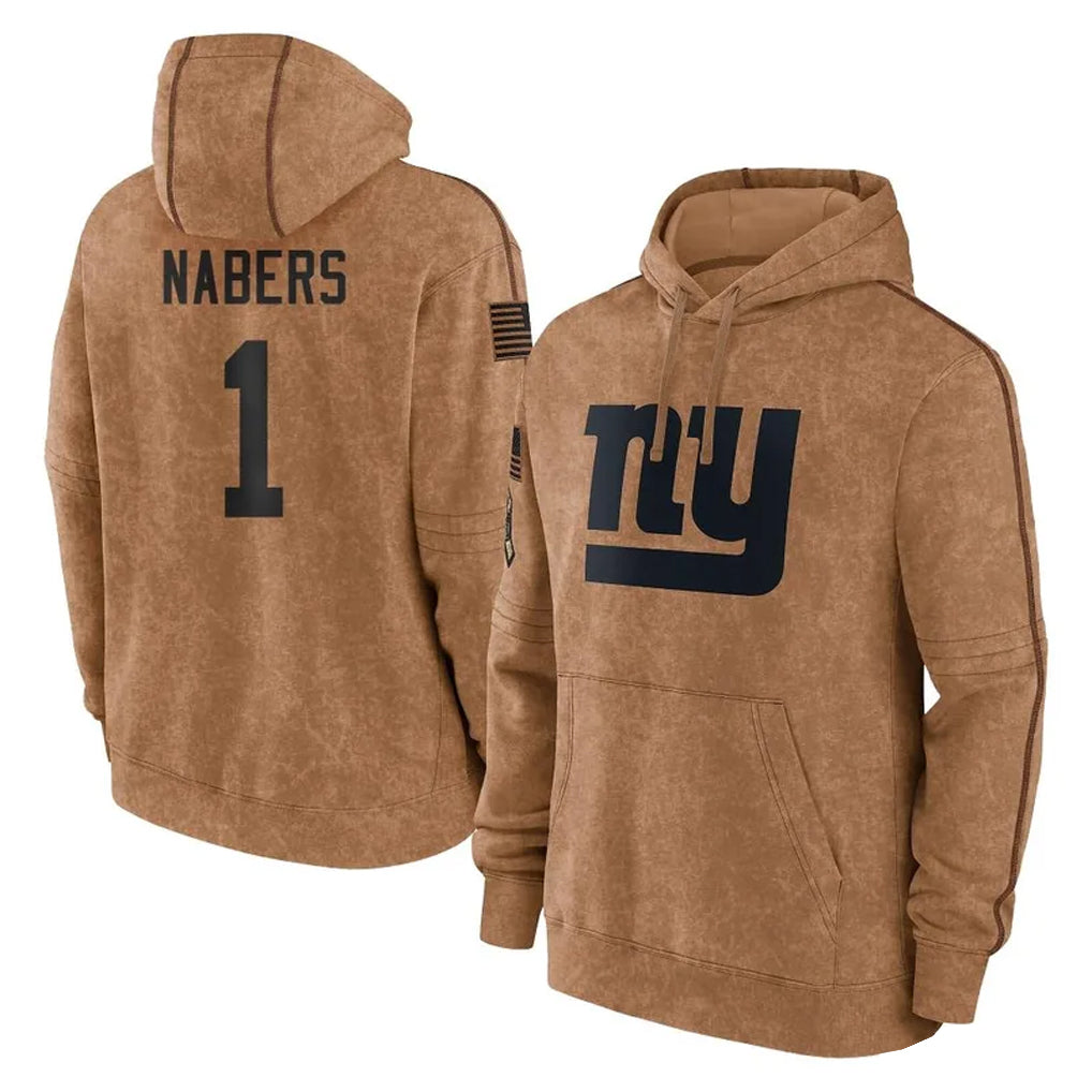 Davalo NY.Giants #1 Malik Nabers Player Brown Salute to Service Pullover Hoodies Limited Game Stitched Jerseys