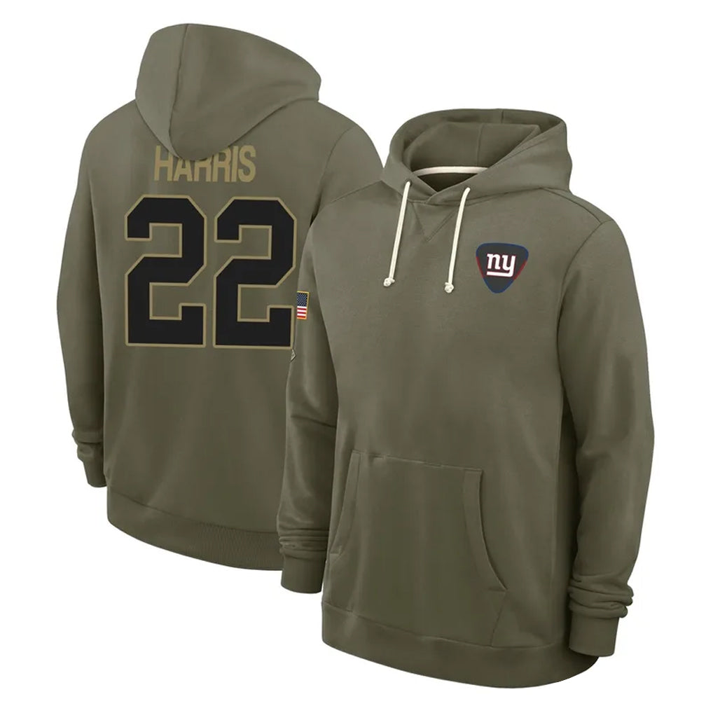 Davalo NY.Giants #22 Najee Harris Player Olive Salute to Service Pullover Hoodies Limited Stitched Jerseys