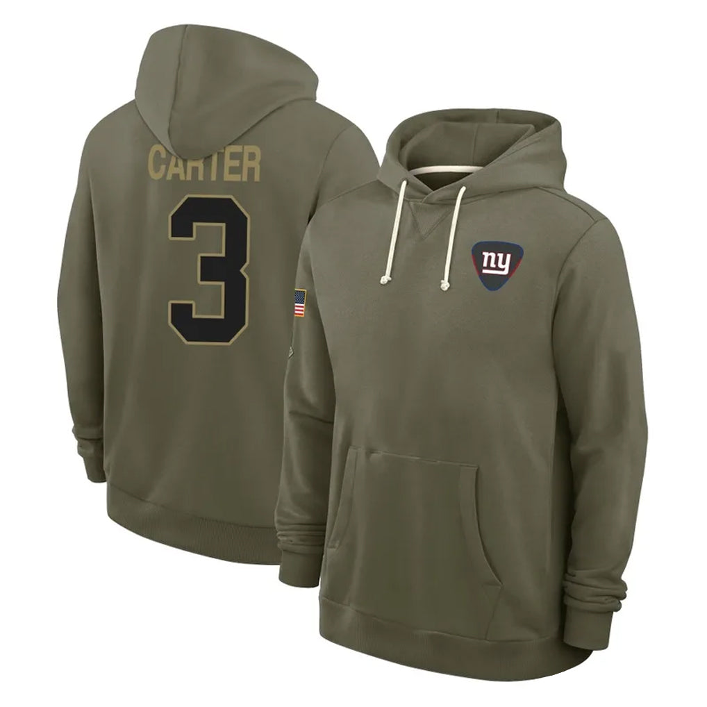 Davalo NY.Giants #3 Abdul Carter Player Olive Salute to Service Pullover Hoodies Limited Stitched Jerseys