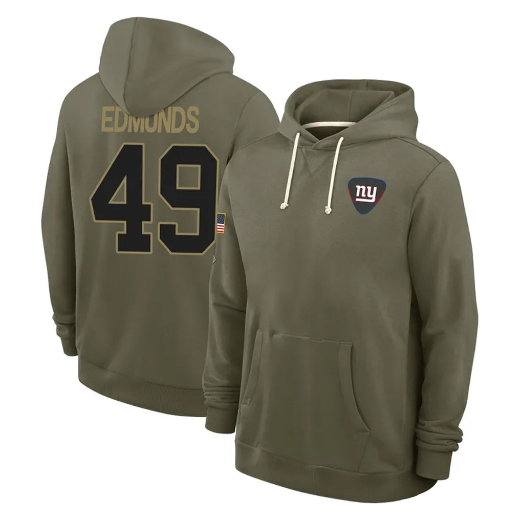 Davalo NY.Giants #49 Tremaine Edmunds Player Olive Salute to Service Pullover Hoodies Limited Stitched Jerseys