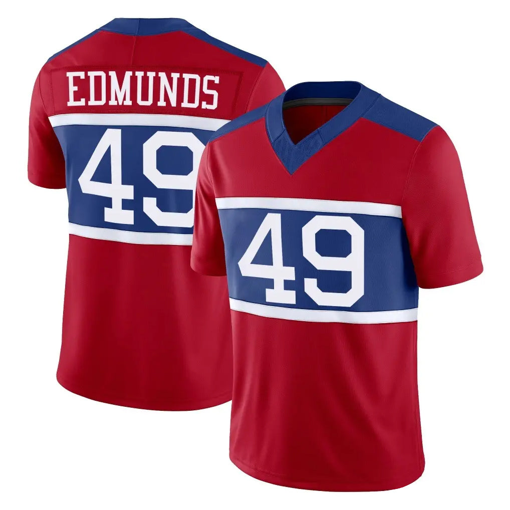 Davalo NY.Giants #49 Tremaine Edmunds Player Red Century Vapor F.U.S.E. Home Game Stitched Jerseys