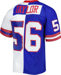Davalo NY.Giants #56 Lawrence Taylor Mitchell & Ness Royal-White Split Legacy Replica Stitched Jerseys