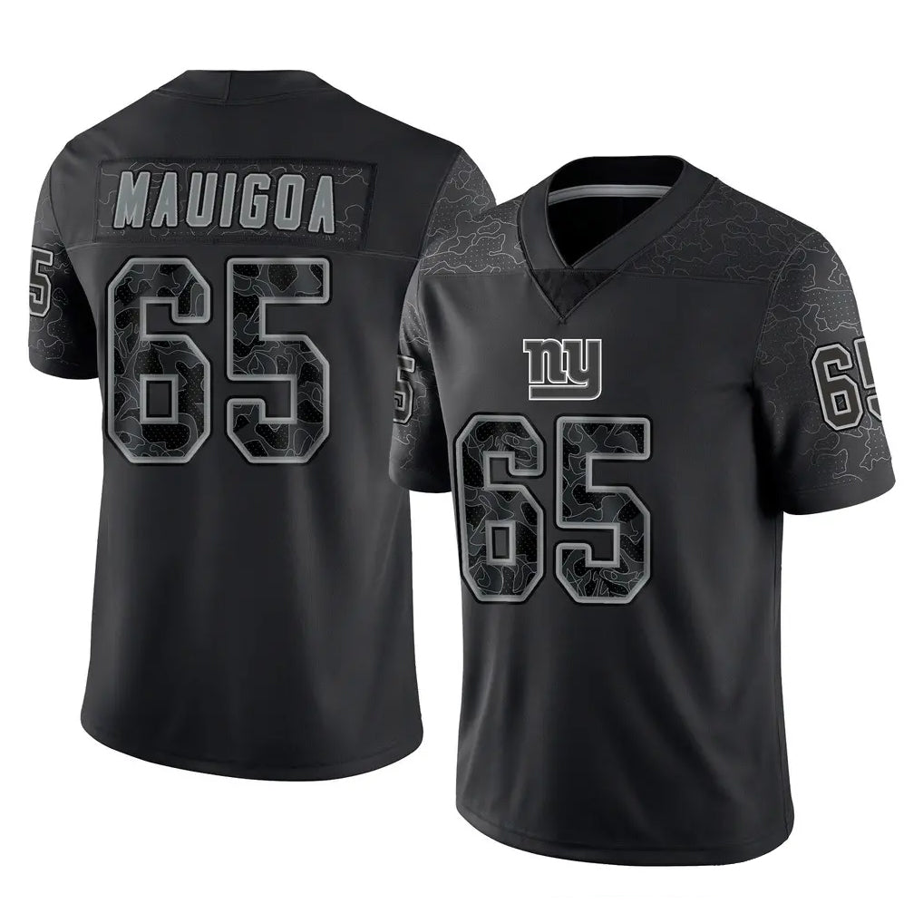 Davalo NY.Giants #65 Francis Mauigoa Player Black Limited Reflective Home Game Stitched Jerseys