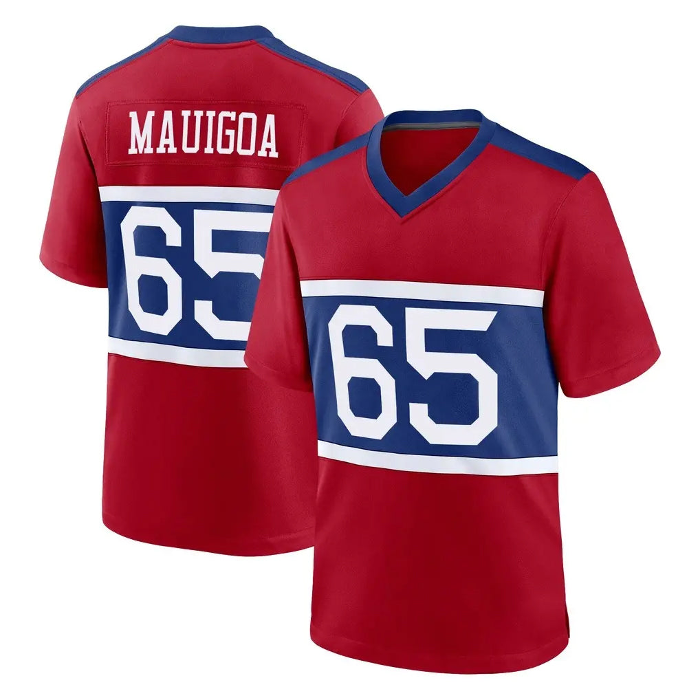 Davalo NY.Giants #65 Francis Mauigoa Player Red Century Home Game Stitched Jerseys