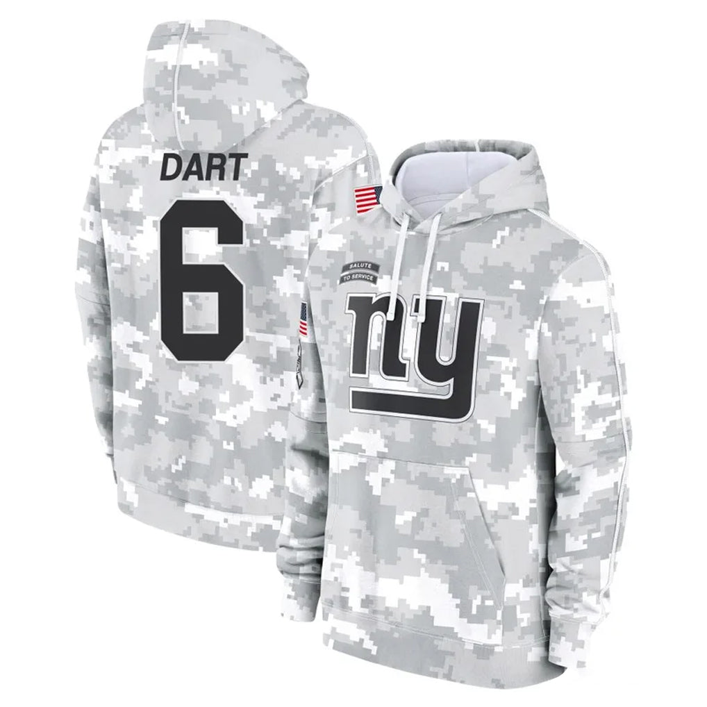 Davalo NY.Giants #6 Jaxson Dart Player Arctic Camo Salute to Service Pullover Hoodies Limited Game Stitched Jerseys