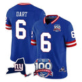 Davalo NY.Giants #6 Jaxson Dart Player Royal 100th Season & State Patch Vapor Limited Home Game Stitched Jerseys