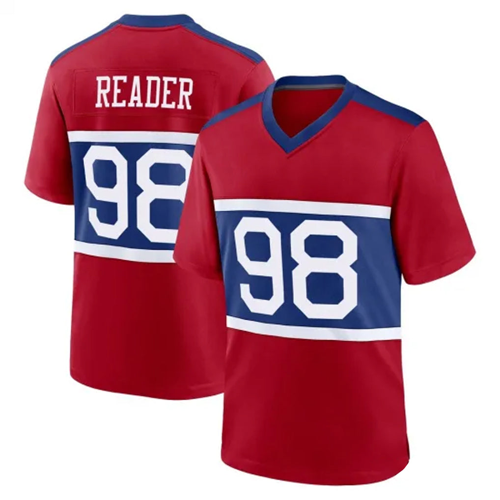 Davalo NY.Giants #98 DJ Reader Player Red Century Home Game Stitched Jerseys
