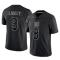 Davalo NY.Giants #9 Lsaiah Likely Player Black Limited Reflective Home Game Stitched Jerseys