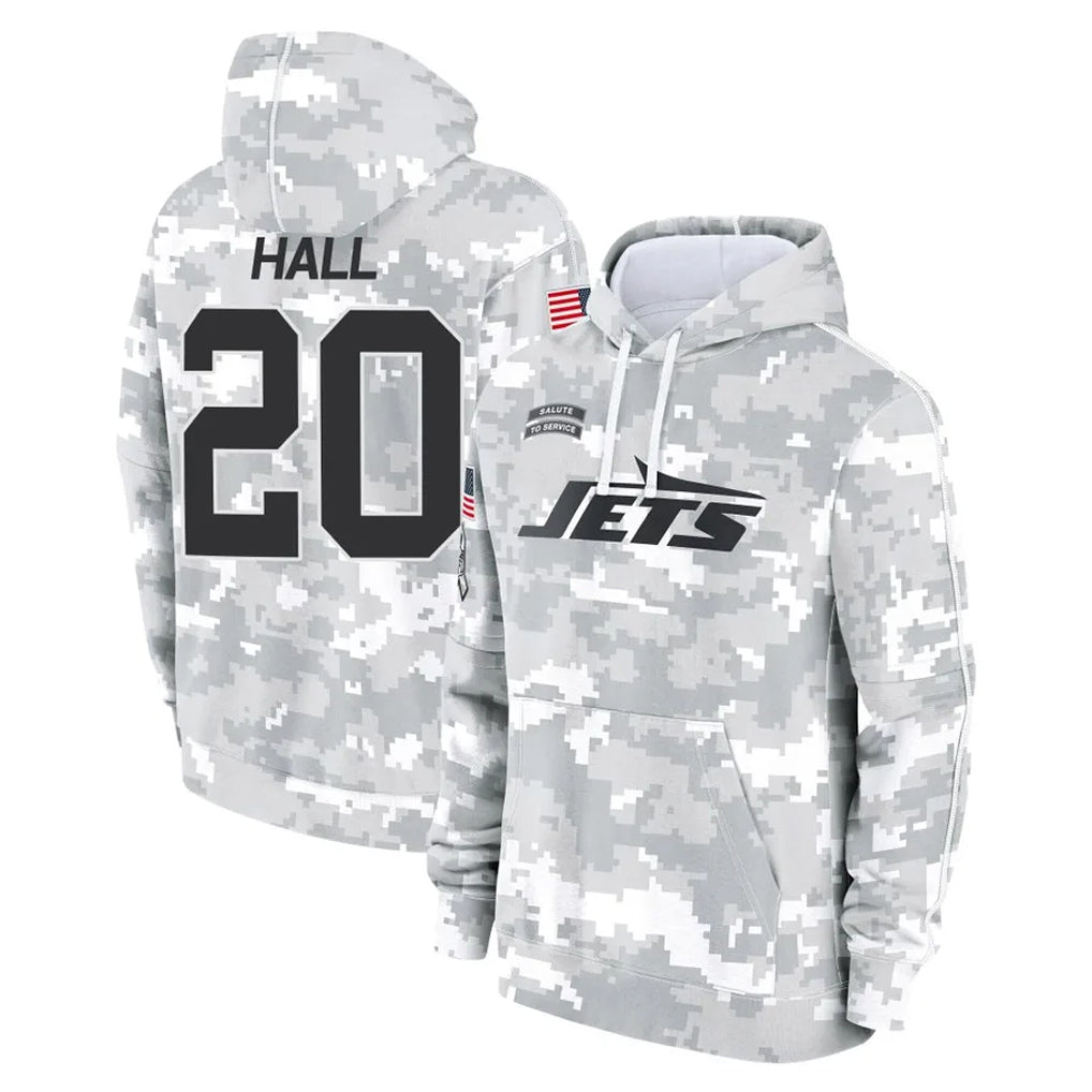Davalo NY.Jets #20 Breece Hall Player Arctic Camo Salute to Service Pullover Hoodies Limited Game Stitched Jerseys