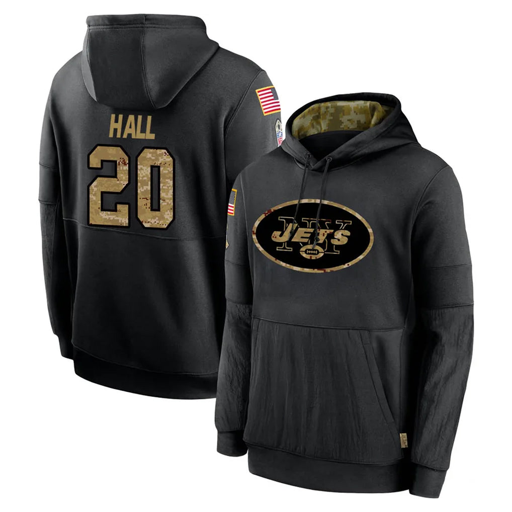 Davalo NY.Jets #20 Breece Hall Player Black Salute to Service Hoodies Limited Game Stitched Jerseys