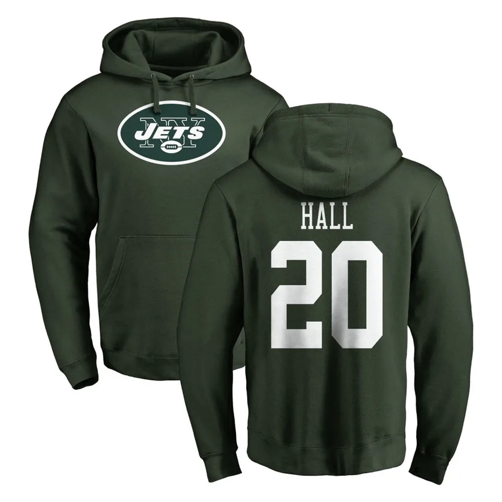 Davalo NY.Jets #20 Breece Hall Player Green LOGO Pullover Hoodies Limited Game Stitched Jerseys