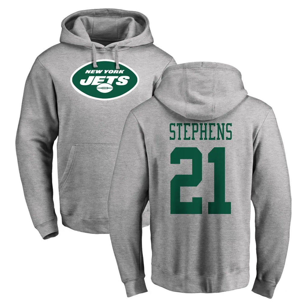 Davalo NY.Jets #21 Brandon Stephens Player Gray LOGO Pullover Hoodies Limited Game Stitched Jerseys