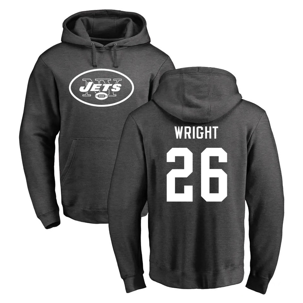 Davalo NY.Jets #26 Nahshon Wright Player Gray Pullover Hoodies Limited Game Stitched Jerseys