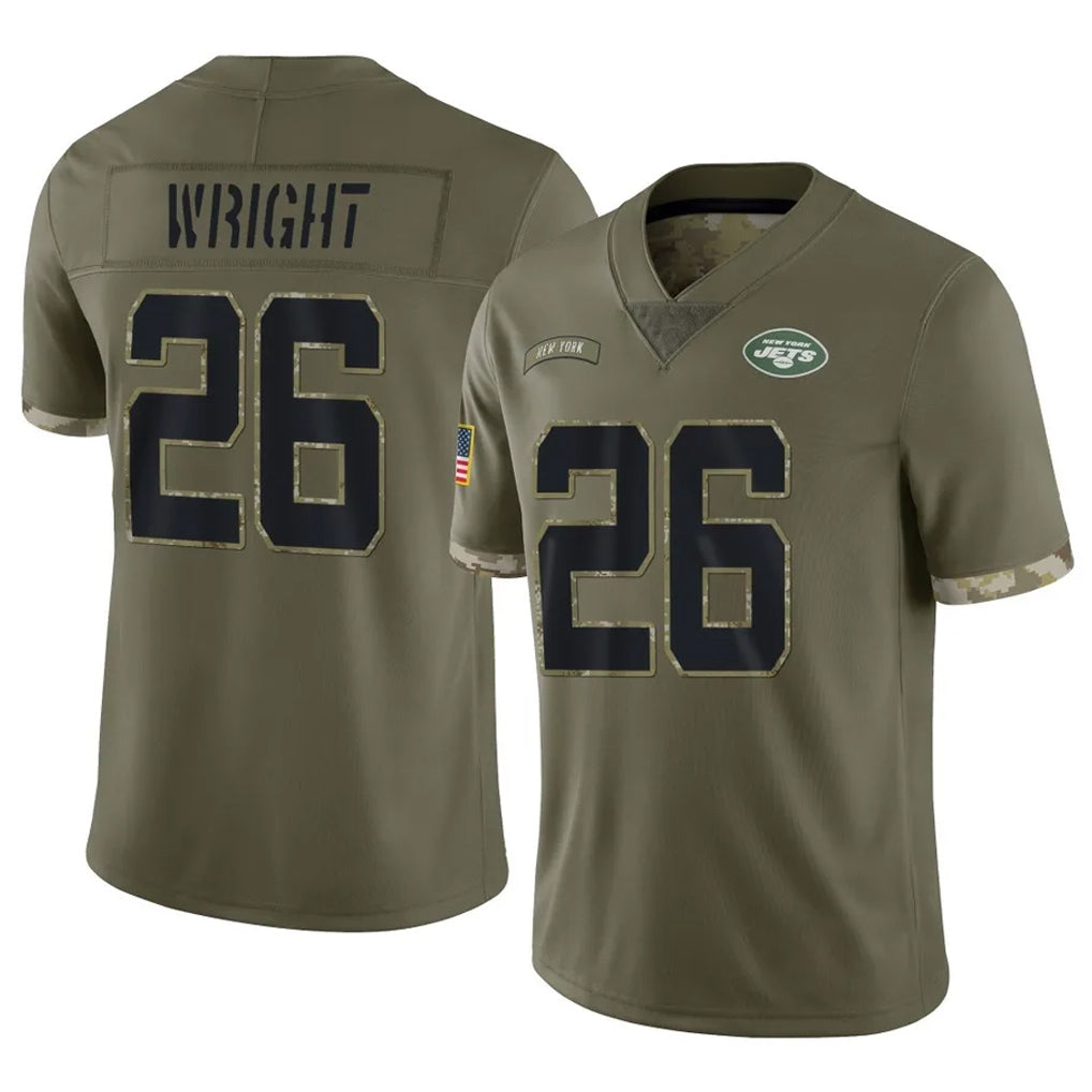 Davalo NY.Jets #26 Nahshon Wright Player Olive Salute To Service Limited Stitched Jerseys