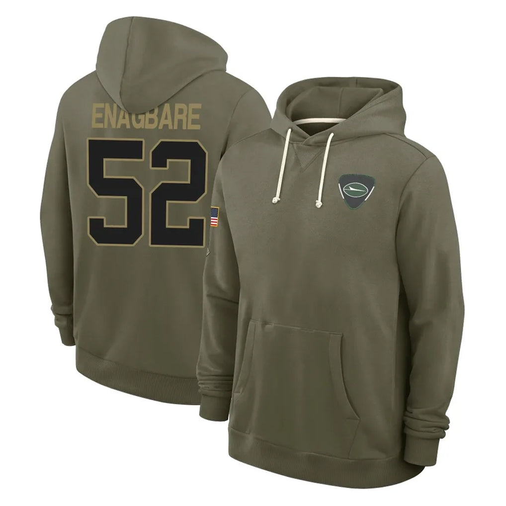 Davalo NY.Jets #52 Kingsley Enagbare Player Olive Salute to Service Pullover Hoodies Limited Stitched Jerseys