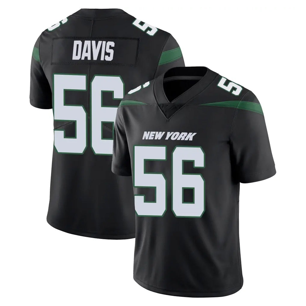 Davalo NY.Jets #56 Demario Davis Player Stealth Black Limited Vapor Home Game Stitched Jerseys