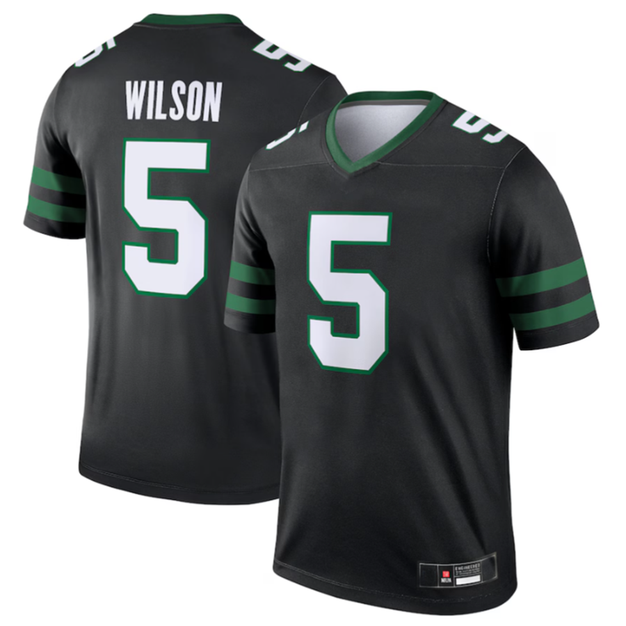 Davalo NY.Jets #5 Garrett Wilson Legacy Black Legend Jersey Stitched American Stitched Jersey