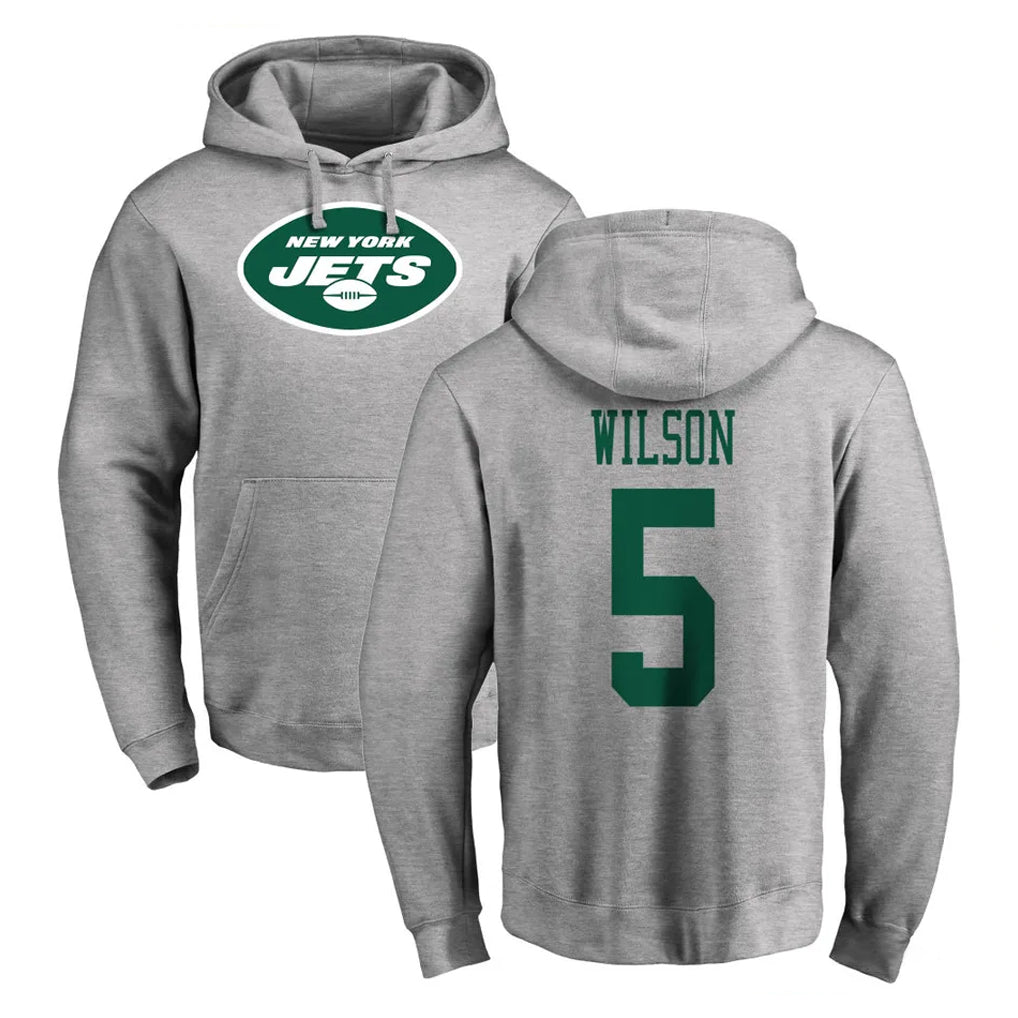 Davalo NY.Jets #5 Garrett Wilson Player Gray LOGO Pullover Hoodies Limited Game Stitched Jerseys