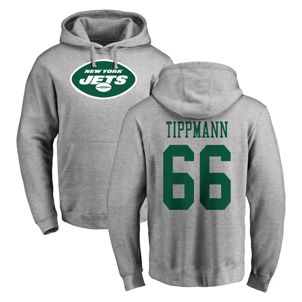 Davalo NY.Jets #66 Joe Tippmann Player Gray LOGO Pullover Hoodies Limited Game Stitched Jerseys