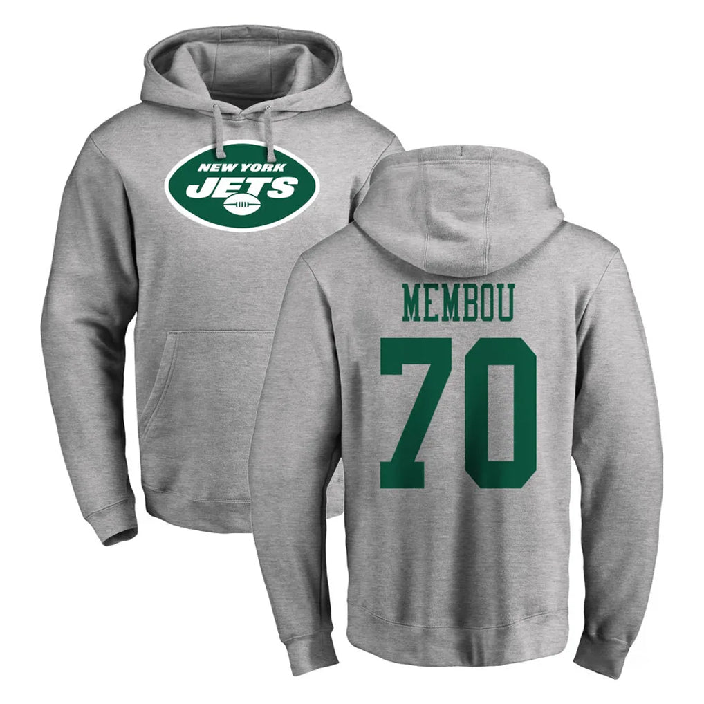 Davalo NY.Jets #70 Armand Membou Player Gray LOGO Pullover Hoodies Limited Game Stitched Jerseys