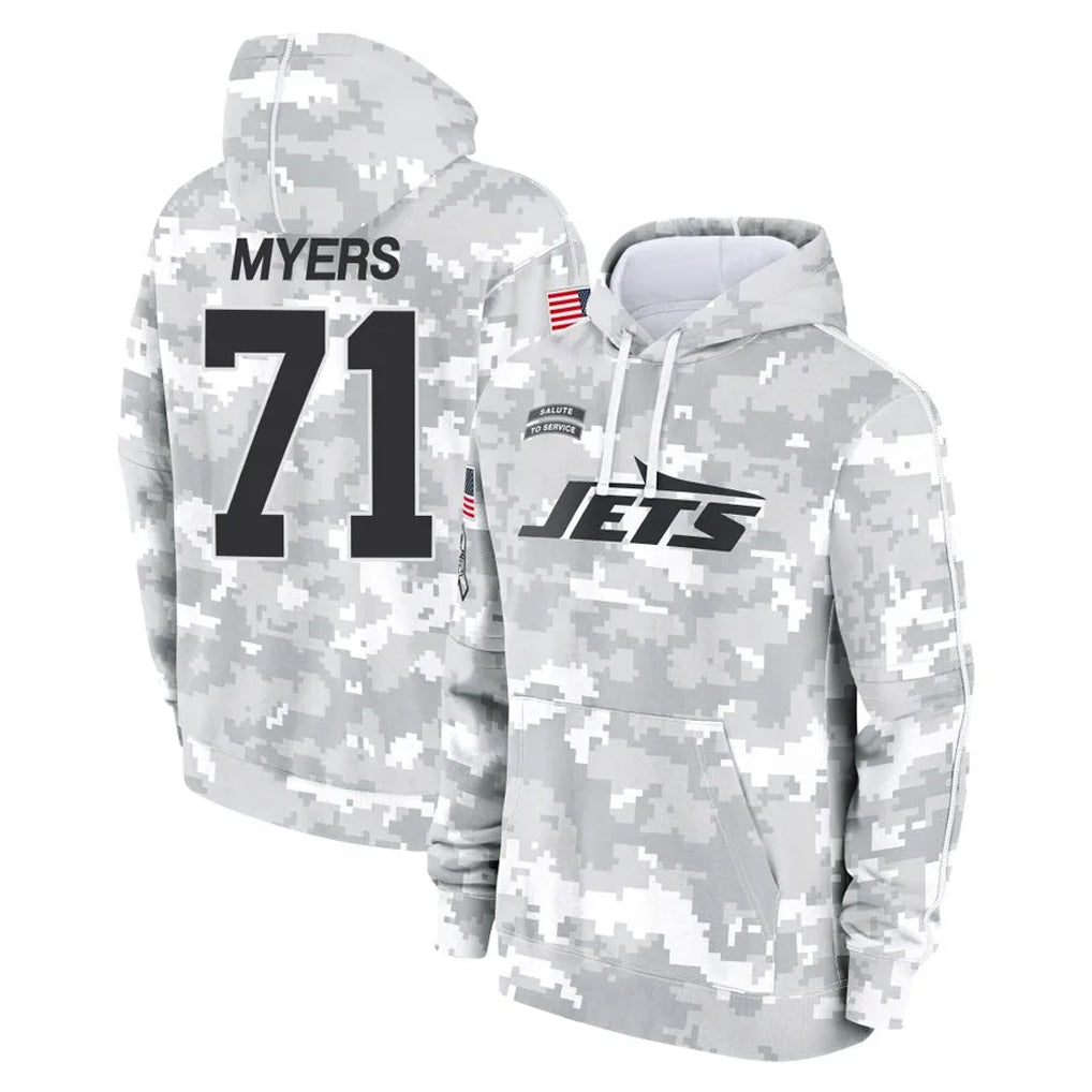 Davalo NY.Jets #71 Josh Myers Player Arctic Camo Salute to Service Pullover Hoodies Limited Game Stitched Jerseys