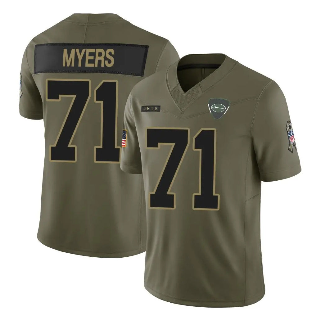 Davalo NY.Jets #71 Josh Myers Player Olive 2025 Salute To Service Limited Stitched Jerseys