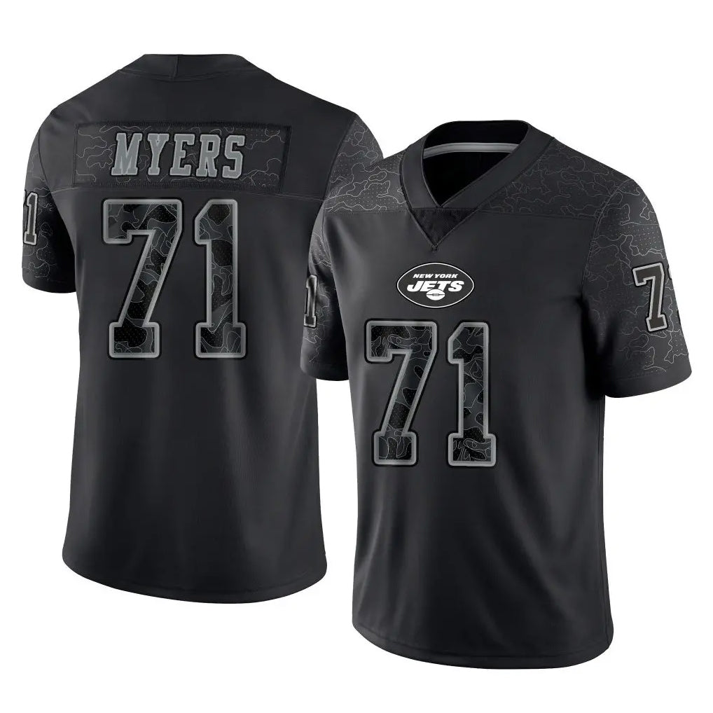 Davalo NY.Jets #71 Josh Myers Player Stealth Black Limited Reflective Home Game Stitched Jerseys