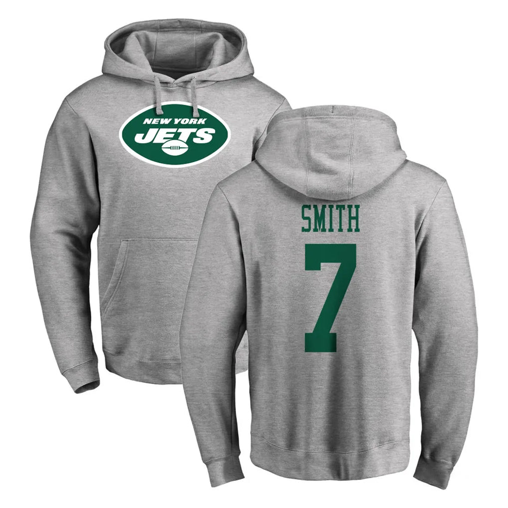 Davalo NY.Jets #7 Geno Smith Player Gray LOGO Pullover Hoodies Limited Game Stitched Jerseys