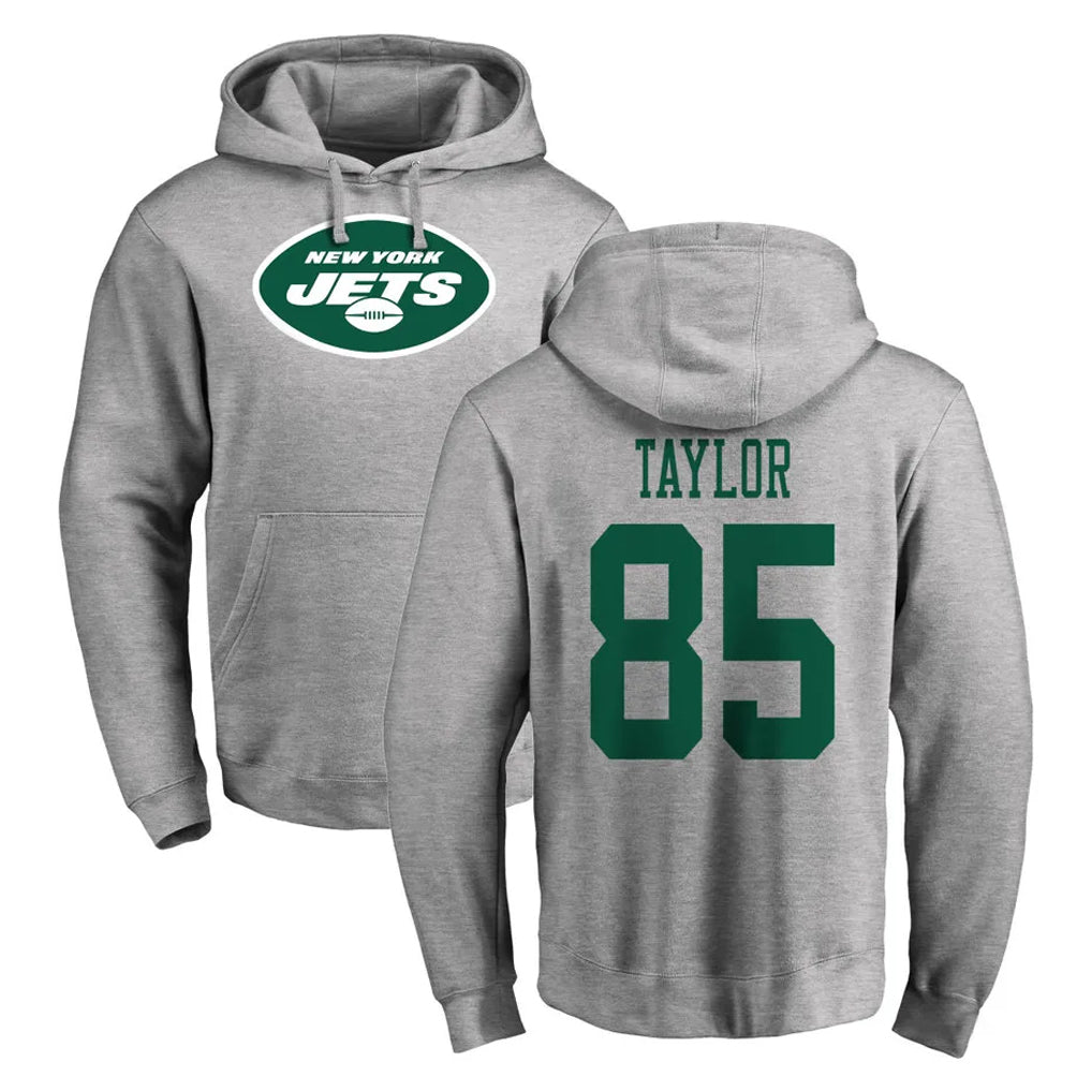 Davalo NY.Jets #85 Mason Taylor Player Gray LOGO Pullover Hoodies Limited Game Stitched Jerseys