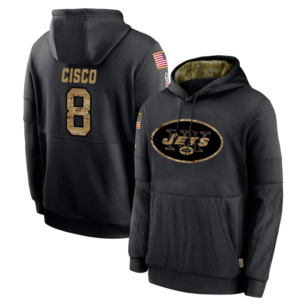 Davalo NY.Jets #8 Andre Cisco Player Black Salute to Service Hoodies Limited Game Stitched Jerseys