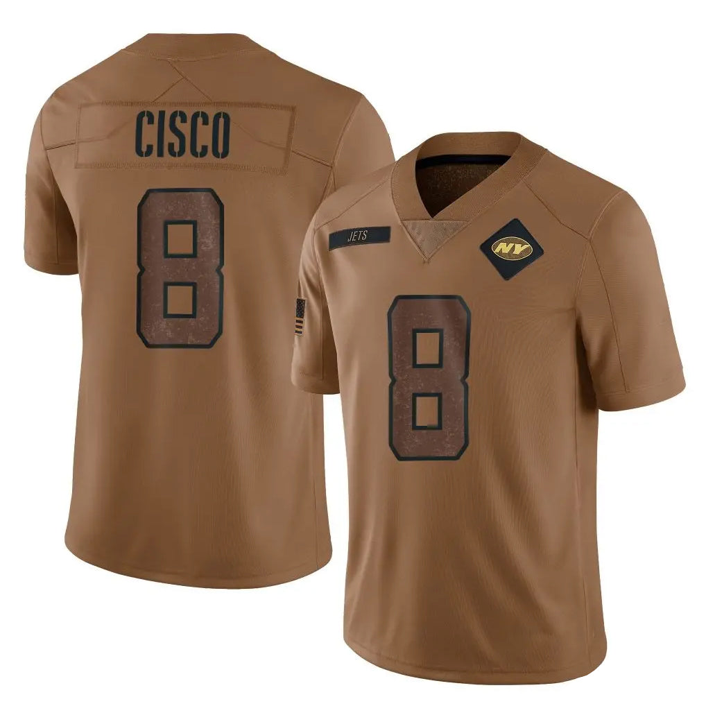 Davalo NY.Jets #8 Andre Cisco Player Brown Salute To Service Limited Stitched Jerseys